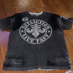 Affliction Black and Gray Short Sleeve Tee